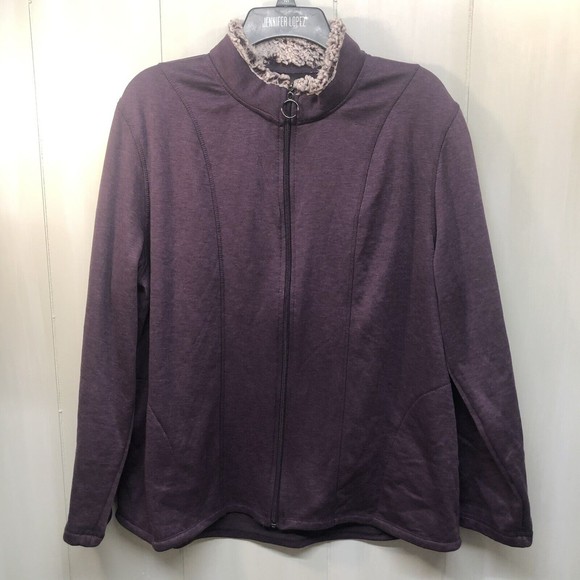 Women’s Cuddl Duds Zip Up Sweater Jacket Size XL Purple - Picture 1 of 11